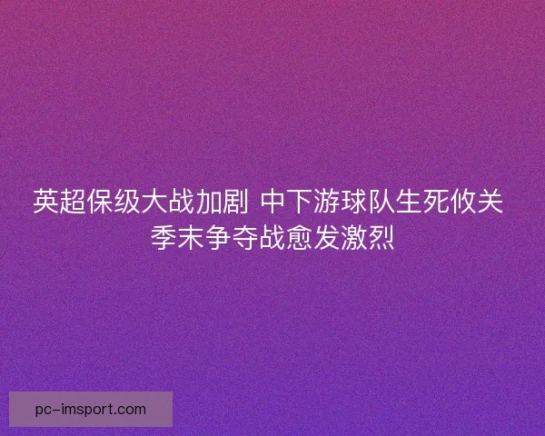 英超保级大战加剧 中下游球队生死攸关 季末争夺战愈发激烈